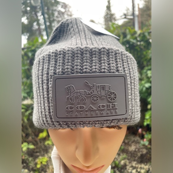 Coach Gray Ribbed Beanie - Picture 4 of 16